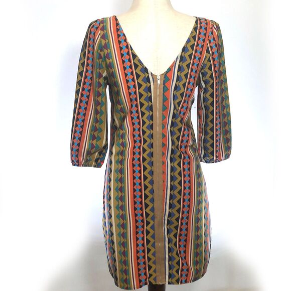 Anthropologie Geometric Orange Mini Shift Dress Size S - Picture 3 of 5